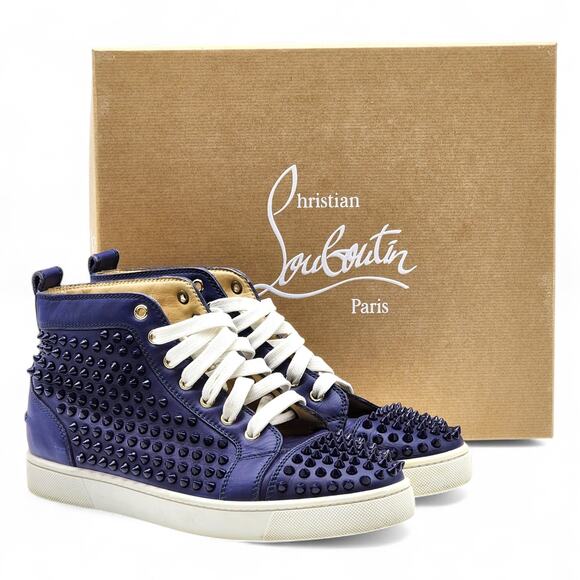 Christian Louboutin Louis Spikes 1130493 Sneakers Navy Blue EU 41 US 8 Preowned - Picture 1 of 9